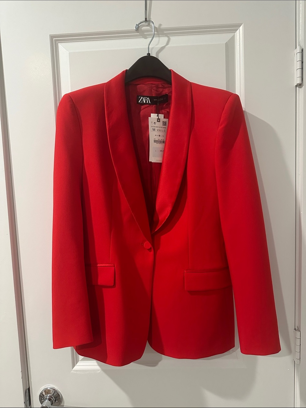 Zara Red Fitted Tuxedo Women's Blazer